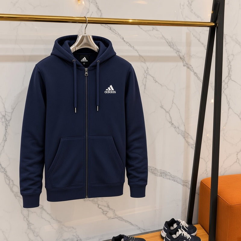Ανδρική Ζακέτα με Κουκούλα Adidas Μπλε