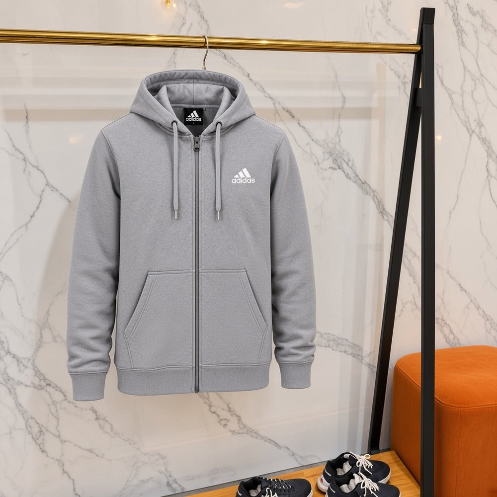 Ανδρική Ζακέτα με Κουκούλα Adidas Γκρι