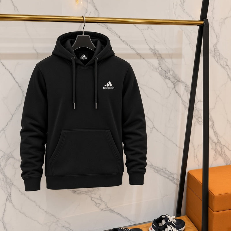 Ανδρικό Φούτερ με Κουκούλα Adidas Μαύρο