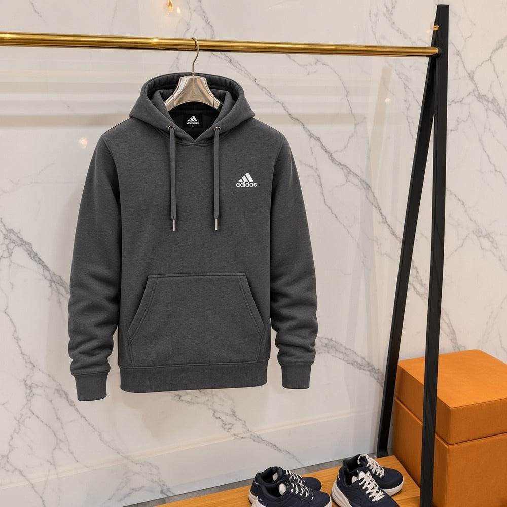 Ανδρικό Φούτερ με Κουκούλα Adidas Σκούρο Γκρι