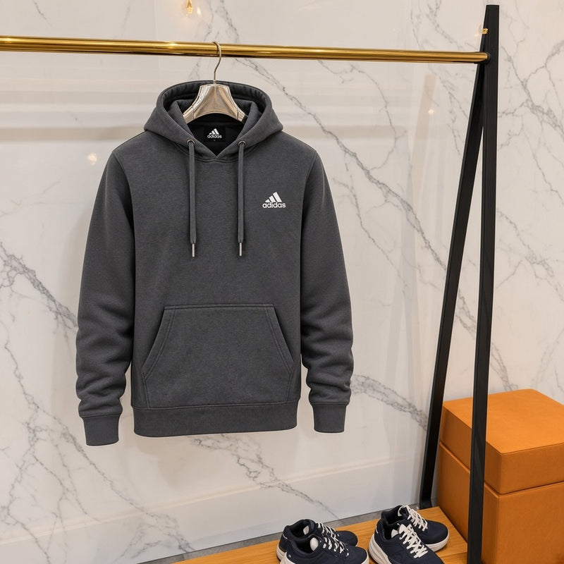 Ανδρικό Φούτερ με Κουκούλα Adidas Σκούρο Γκρι