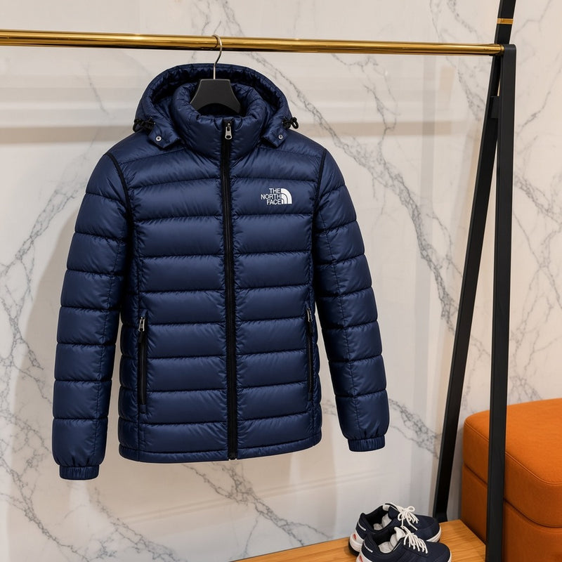 Ανδρικό Puffer Μπουφάν The North Face με Αποσπώμενη Κουκούλα Μπλε