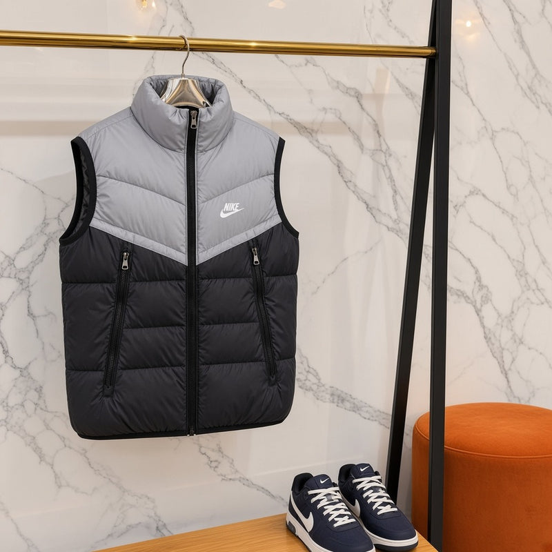 Ανδρικό Puffer Γιλέκο Nike Δίχρωμο Γκρι / Μαύρο