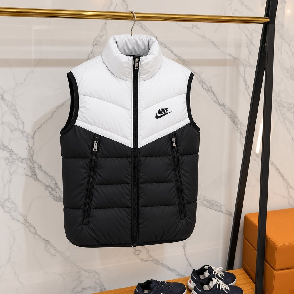Ανδρικό Puffer Γιλέκο Nike Δίχρωμο Λευκό / Μαύρο