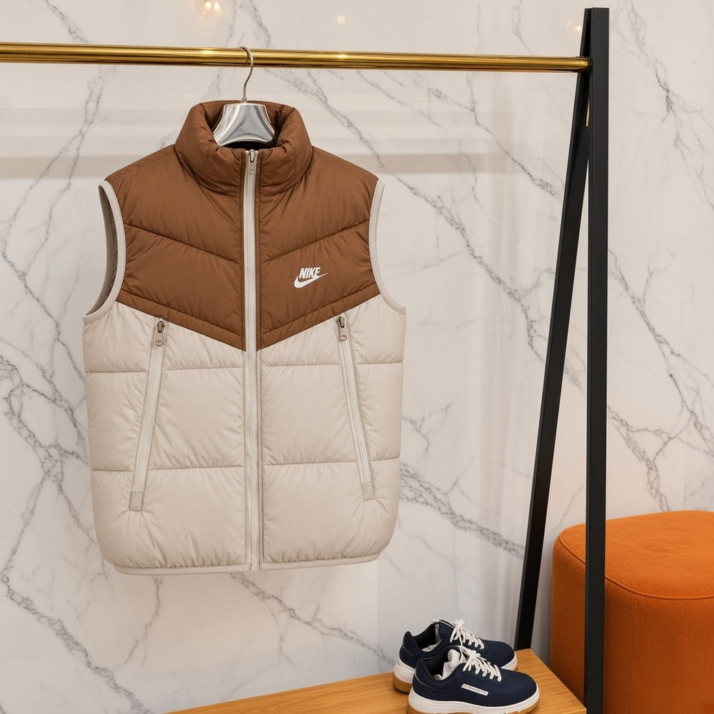 Ανδρικό Puffer Γιλέκο Nike Δίχρωμο Μπεζ / Καφέ