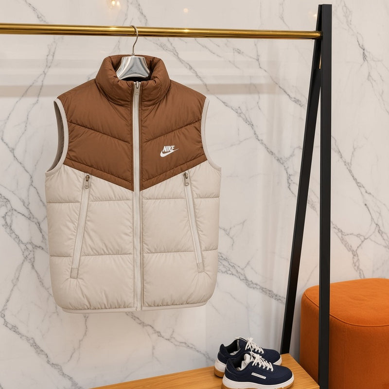 Ανδρικό Puffer Γιλέκο Nike Δίχρωμο Μπεζ / Καφέ