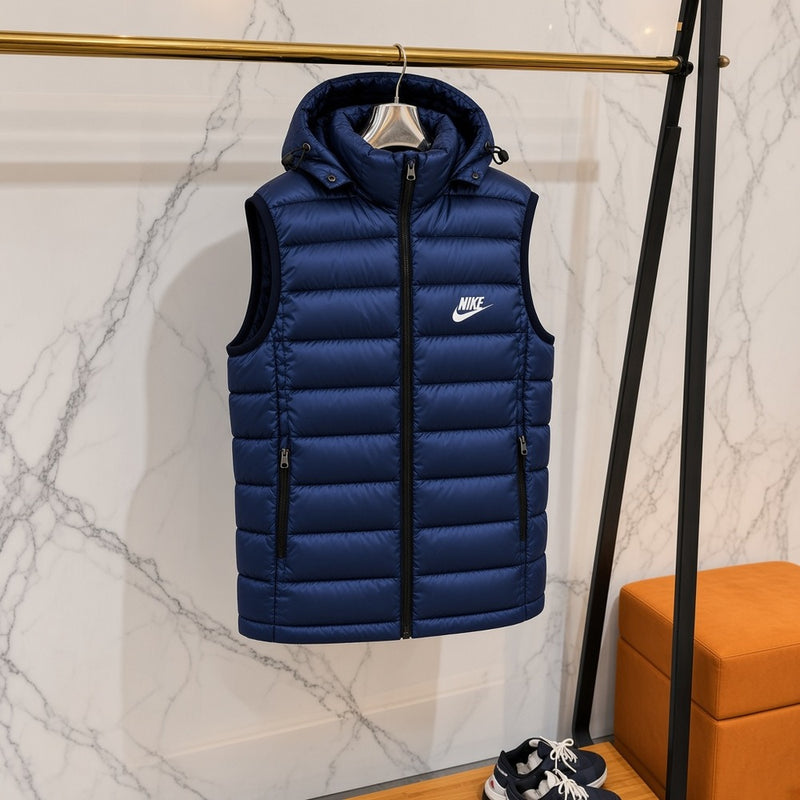 Ανδρικό Puffer Γιλέκο Nike με Κουκούλα Μπλε Σκούρο
