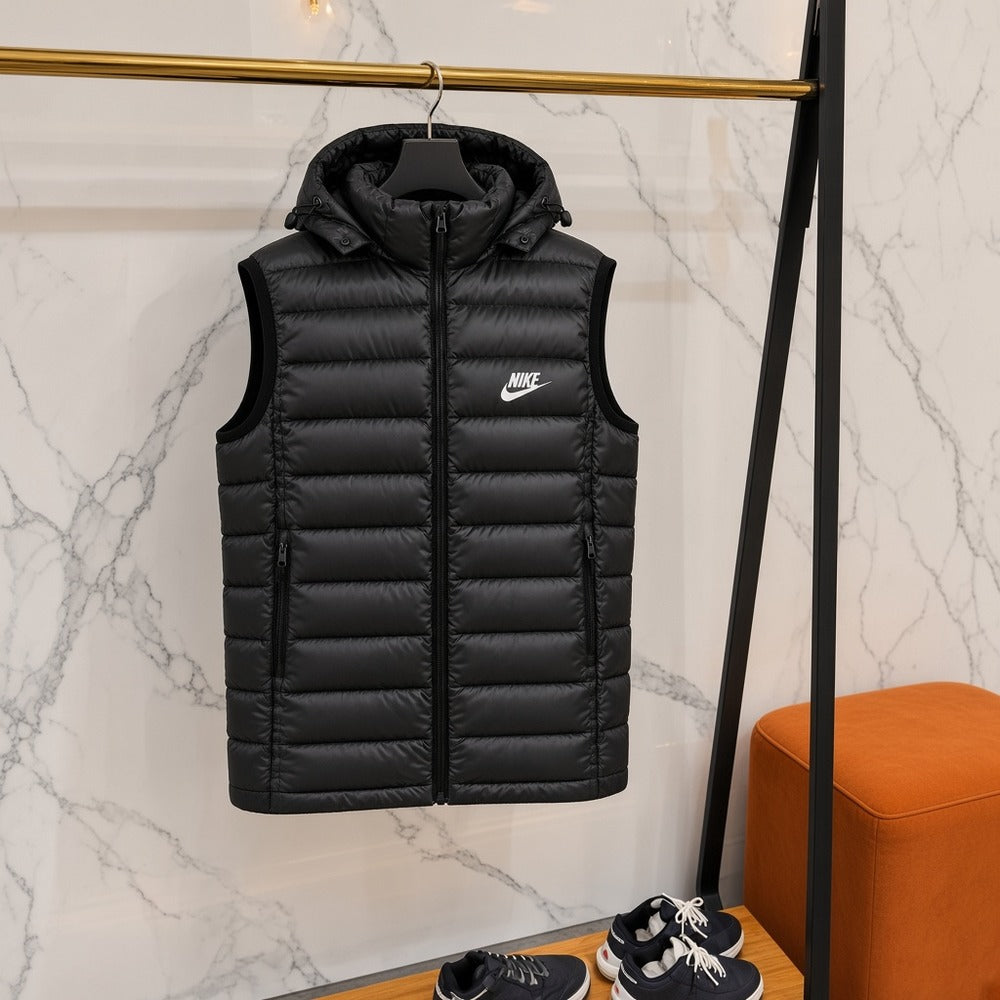 Ανδρικό Puffer Γιλέκο Nike με Κουκούλα Μαύρο