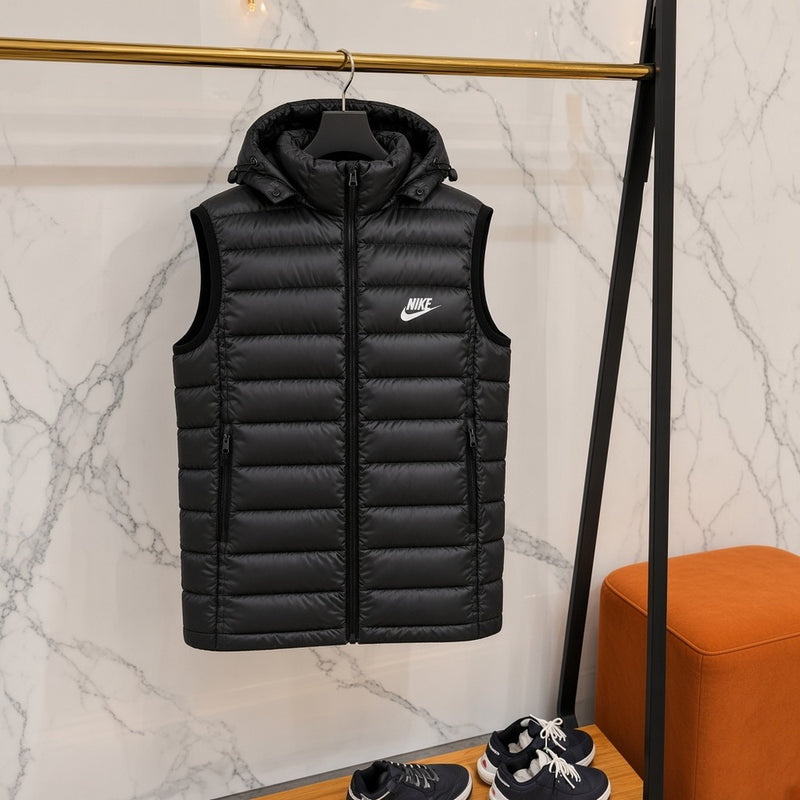Ανδρικό Puffer Γιλέκο Nike με Κουκούλα Μαύρο