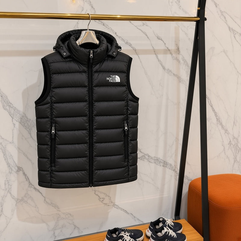 Ανδρικό Puffer Γιλέκο The North Face με Κουκούλα Μαύρο