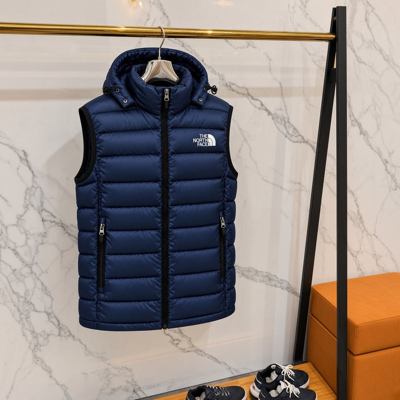 Ανδρικό Puffer Γιλέκο The North Face με Κουκούλα Μπλε