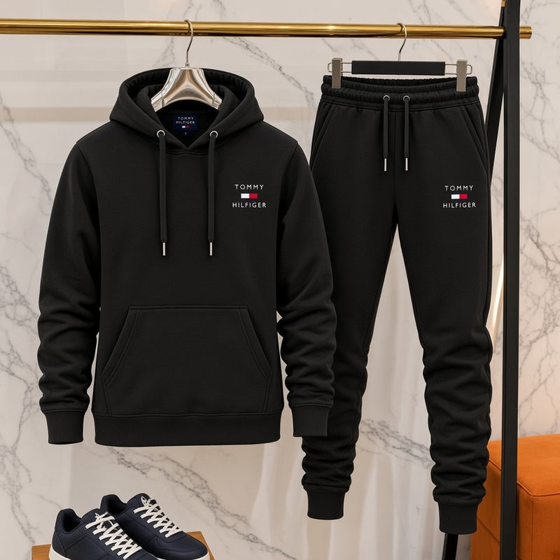 Ανδρικό Σετ Φόρμας Tommy Hilfiger με Κουκούλα Μαύρο