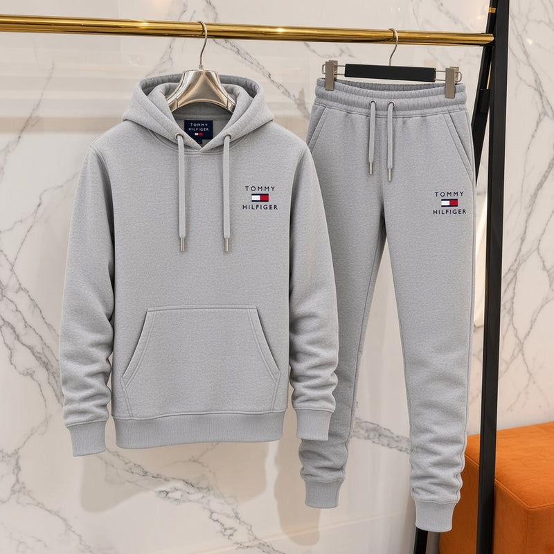 Ανδρικό Σετ Φόρμας Tommy Hilfiger με Κουκούλα Γκρι