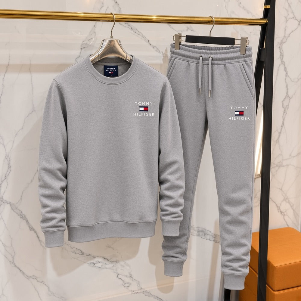 Ανδρικό Σετ Φόρμας Tommy Hilfiger χωρίς Κουκούλα Γκρι