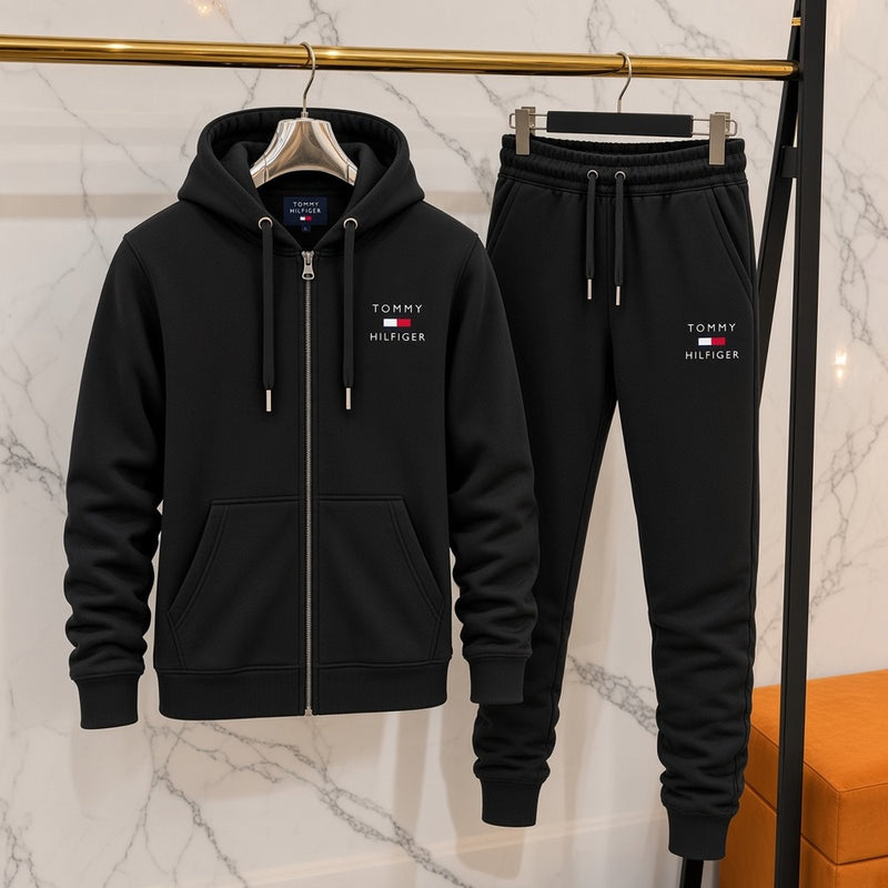 Ανδρικό Σετ Φόρμας Tommy Hilfiger με Ζακέτα Μαύρο