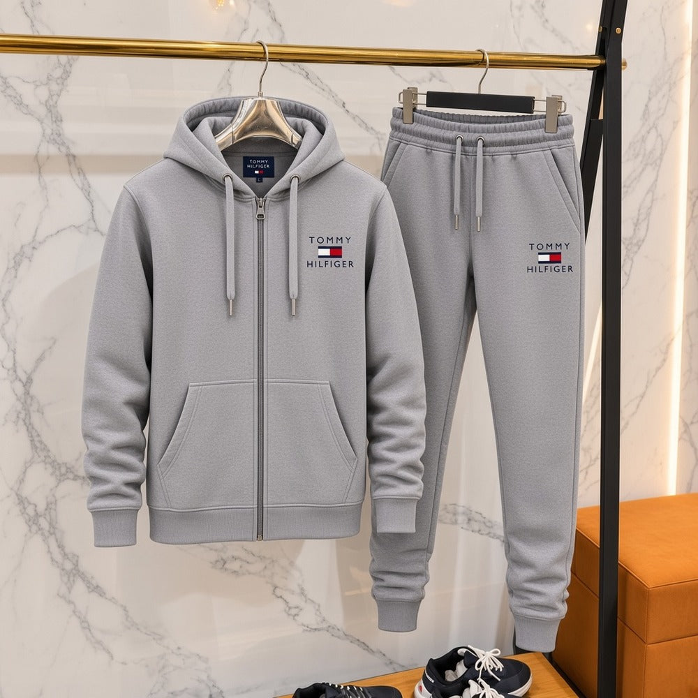 Ανδρικό Σετ Φόρμας Tommy Hilfiger με Ζακέτα Γκρι