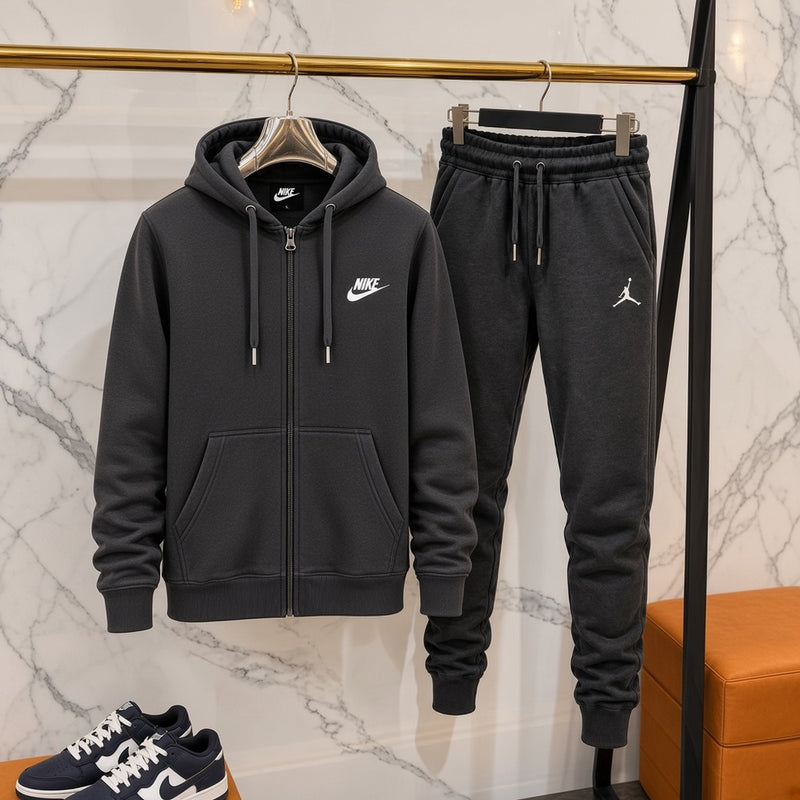 Ανδρικό Σετ Φόρμας Nike με Ζακέτα Σκούρο Γκρι