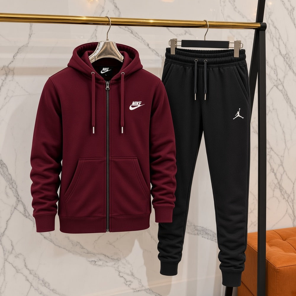 Ανδρικό Σετ Φόρμας Nike με Ζακέτα Μπορντό / Μαύρο