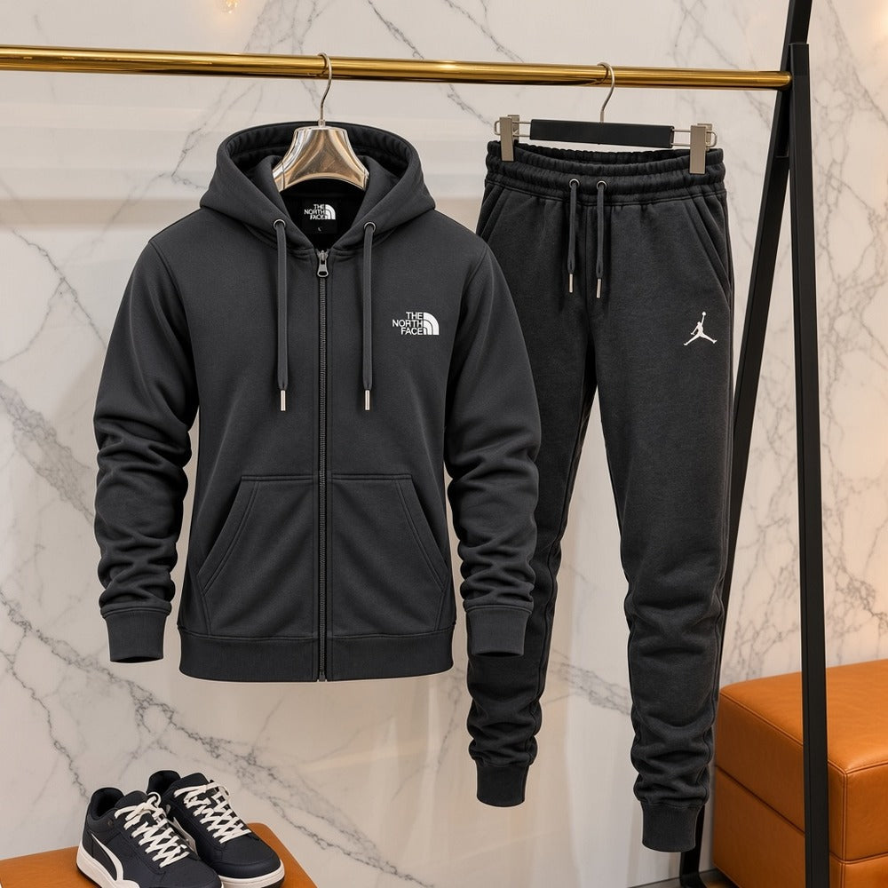 Ανδρικό Σετ Φόρμας The North Face με Ζακέτα Σκούρο Γκρι