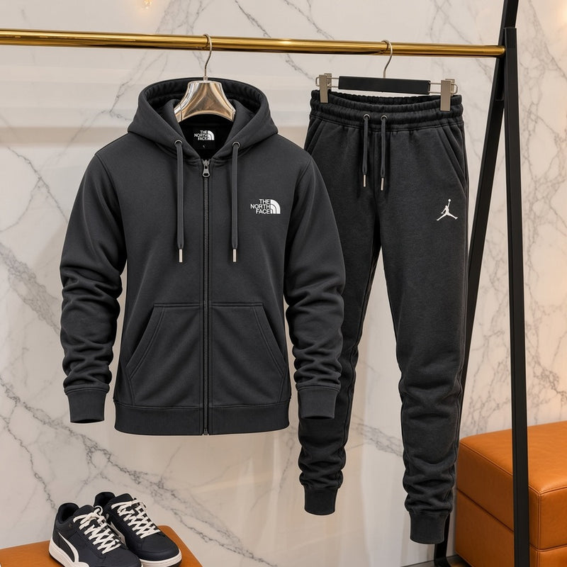 Ανδρικό Σετ Φόρμας The North Face με Ζακέτα Σκούρο Γκρι