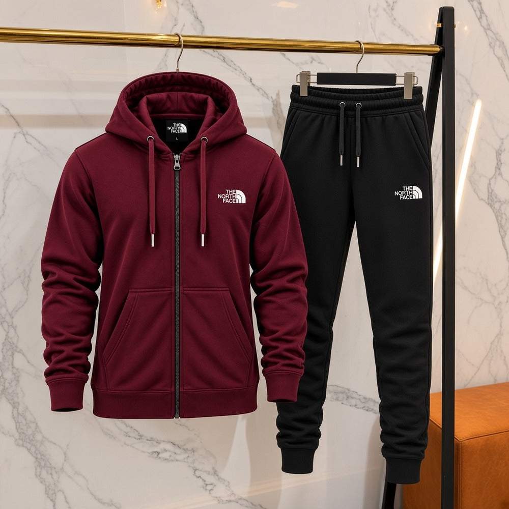 Ανδρικό Σετ Φόρμας The North Face με Ζακέτα Μπορντό / Μαύρο