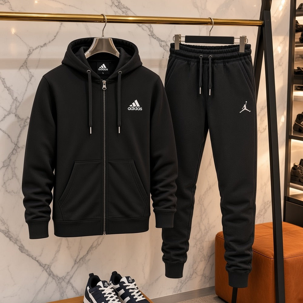 Ανδρικό Σετ Φόρμας Adidas με Ζακέτα Μαύρο