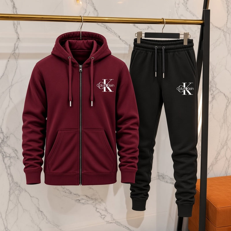 Ανδρικό Σετ Φόρμας Calvin Klein με Ζακέτα Μπορντό / Μαύρο
