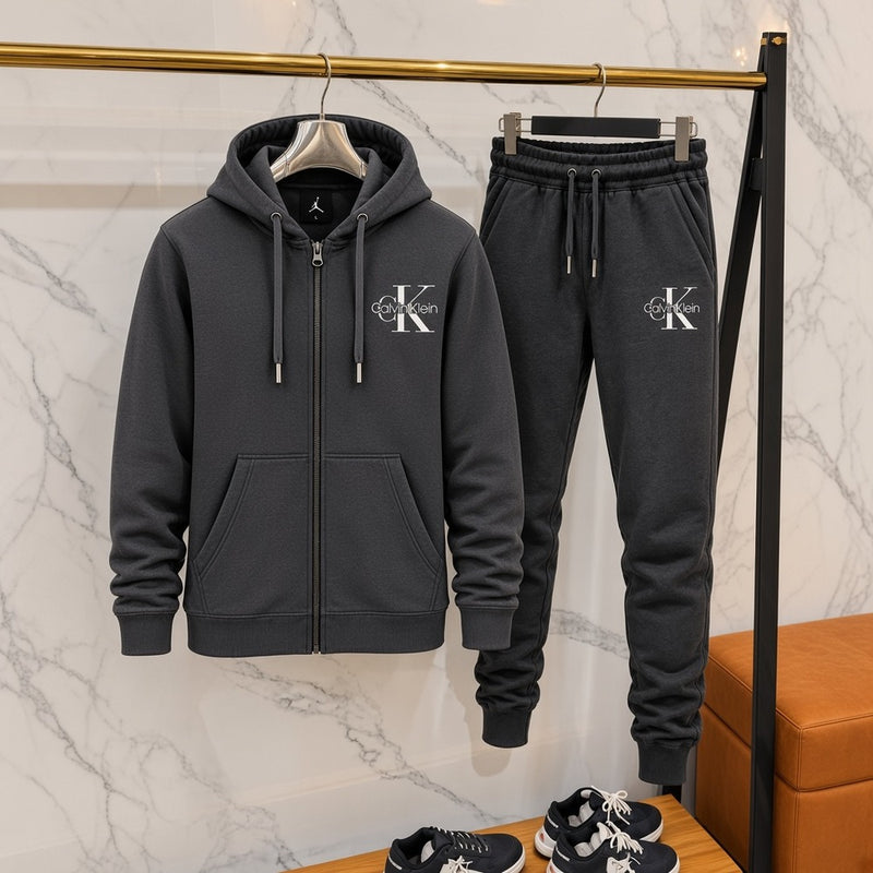 Ανδρικό Σετ Φόρμας Calvin Klein με Ζακέτα Σκούρο Γκρι