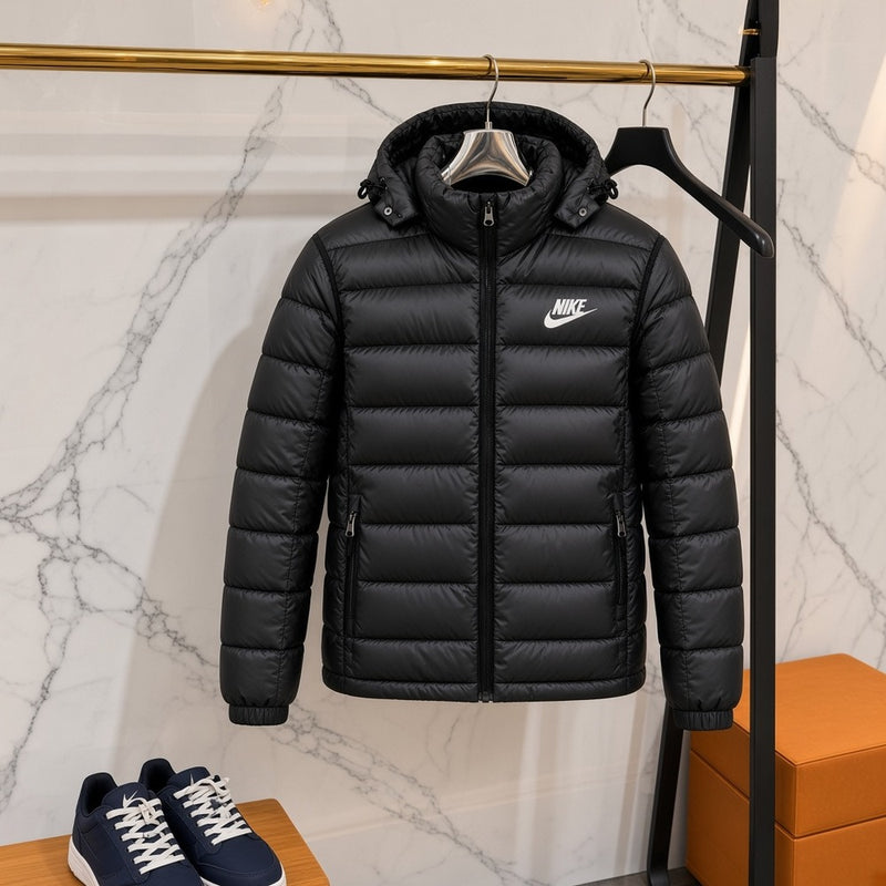 Ανδρικό Puffer Μπουφάν Nike με Κουκούλα Μαύρο